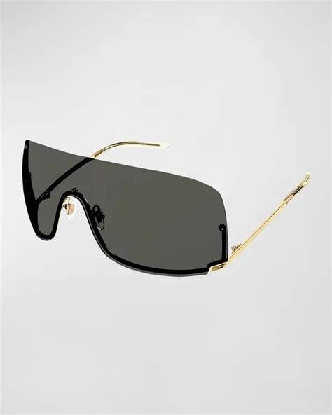 gucci - gg0821s - shiny endura gold - metal|Gucci Rimless Metal Shield Sunglasses .